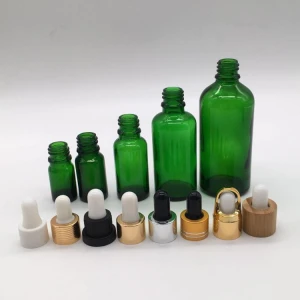 high quality 15ml 50ml amber Green body beard olive glass hair dispenser essential oil bottle with euro dropper cap