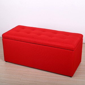 High Quality Fabric Surface Living Room Wooden Ottoman Storage Stool
