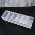 High Quality Fruit Condiment Garnish Dispenser Stainless Steel Bar Condiment Tray With Lid