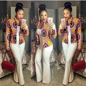 High quality plus size african print open front fashion style african women top jacket