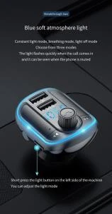 High Quality T829S Bluetooth Car Kit FM Transmitter MP3 Player with LED Dual USB 3.1A Charger