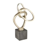 High Selling Metal sculpture object in round irregular shape With Marble Base New Design golden color metal sculpture
