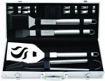 Home-Complete BBQ Grill Tool Set  Stainless Steel Barbecue Grilling Accessories Aluminum Storage Case, Includes Spatula, Tongs,
