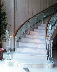 hot designs staircase railing crystal glass stair pillar