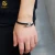 Import Hot luxury genuine leather bracelet male stainless steel nail bangle handmade leather bracelet from China