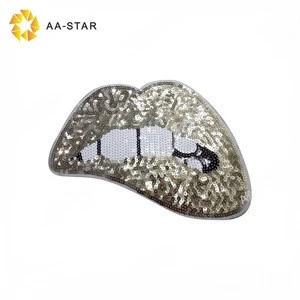 Hot sale lips pattern custom sequin patch for girl