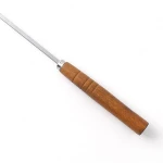 hot sale wooden handle stainless steel rotating bbq skewers