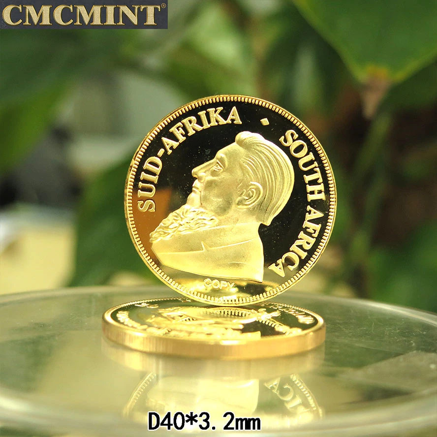 Hot selling custom metal stamping coins 1 oz .100 Mills Gold Plated Replica Krugerrand Gold Coin Round coin
