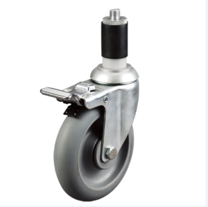 Hot Selling Industrial Medium Duty 4 inch Expanding Adapter Screw Swivel PU Caster Wheel with Total Brake