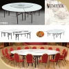 Hotel furniture stainless steel banquet hall furniture dining table and chair for sale