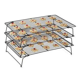 Household kitchen metal stainless steel three-layer cookie cooling rack bakery cake baking rack vegetable pasta drying rack