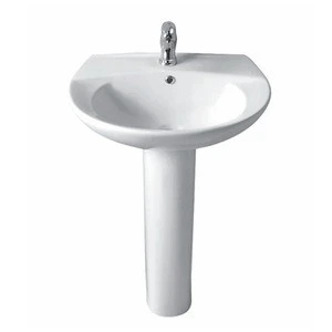 HUIDA self-cleaning glaze  chinese  round shape bathroom ceramic pedestal wash basin sink