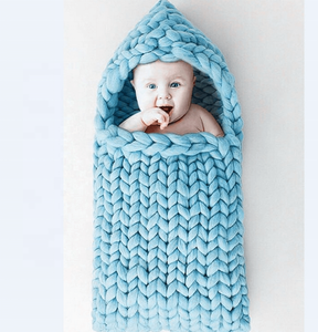 i@home Photography props handmade crochet chunky knit merino wool baby blanket sleep bag