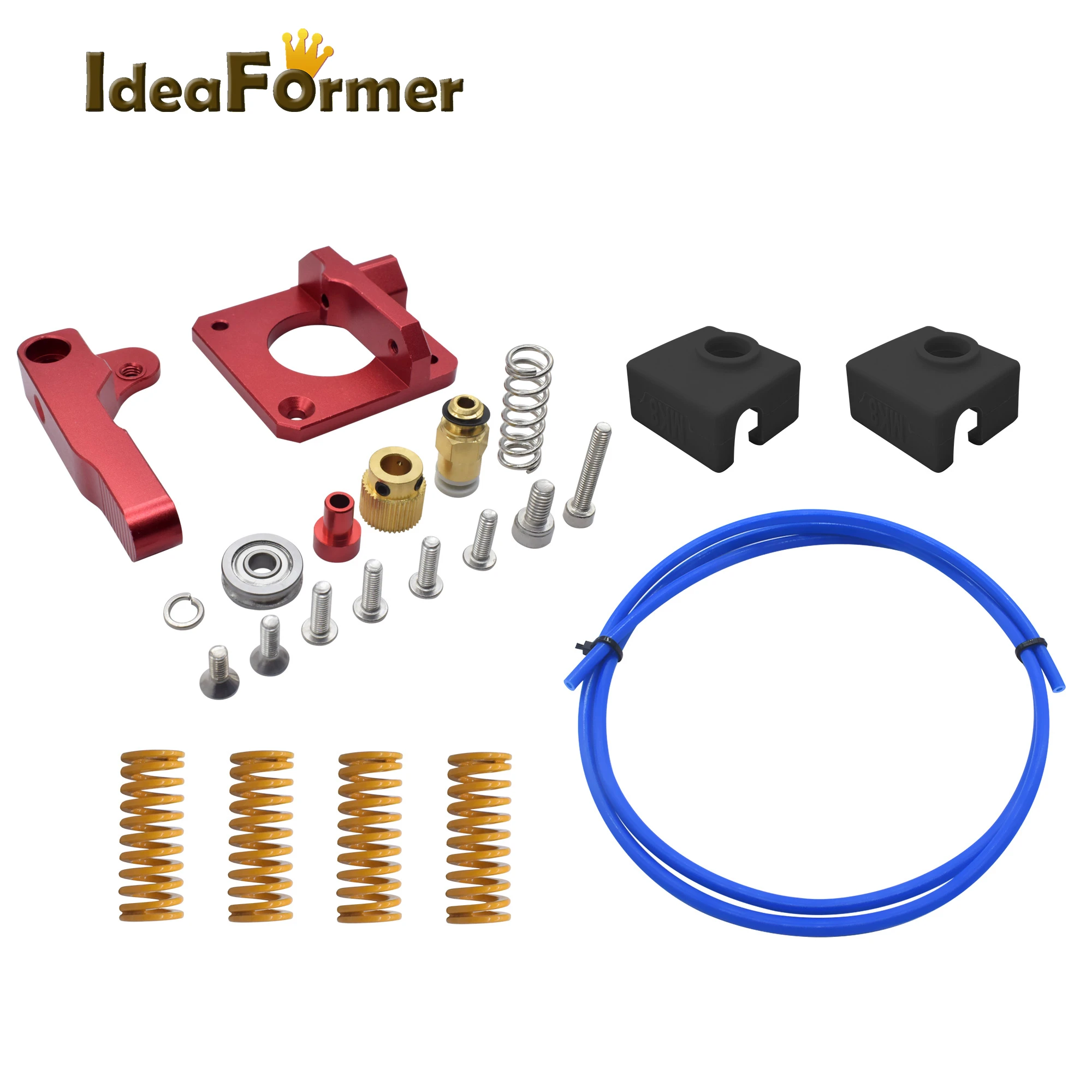 Ideaformer 3D Parts 1set CR10 Extruder Upgrade Kit with hot bed leveling spring + Motor Dampers +1m blue ptfe tube for Creality