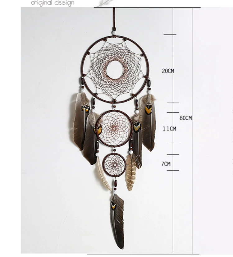 IED-0075 Wholesale indoor home decoration dreamcatcher feather dream catcher large