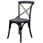 Industrial & vintage Black Finish, Cross Back Metal Dining Chair at Wholesale Price