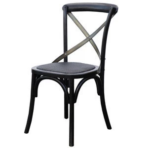 Industrial &amp; vintage Black Finish, Cross Back Metal Dining Chair at Wholesale Price
