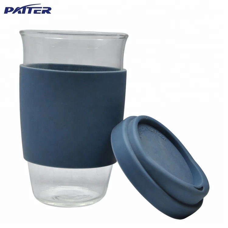 Insulated Reusable Glass Coffee Mugs Tea Cup For Espresso Latte Cappuccino / Thermo Glassware With Silicone Lid