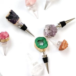 Irregular Natural geode slicel gemstone wine bottle stopper