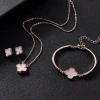 JS1101 Flower Crystal Choker Necklace Earring Bracelet Jewelry Set