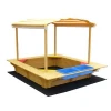 kids outdoor wooden sandpit with canopy