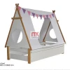 Kids Tipi Wood Cabin Bed White Tipi Children Bed with fabric