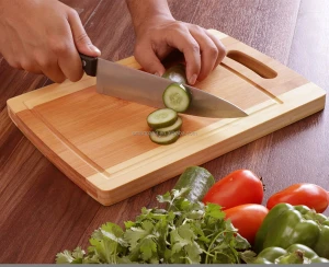 Kitchen 3 Piece Natural Organic Bamboo Cutting Boards with Juice Grooves BPA Free Eco-friendly Bamboo Chopping Boards