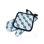 kitchen basis extra long heat resistant christmas canvas cotton glove oven mitts and potholders
