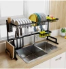 Kitchen Storage Organizer Stainless Steel Over the Sink Dish Drainer Display Rack Shelf