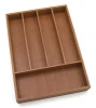 Kitchen wood bamboo adjustable drawer utensil organizer cutlery storage tray
