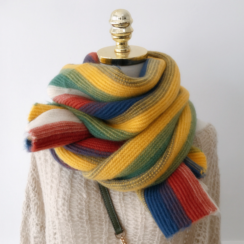 Buy Korean Version Of The Vertical Rainbow Color Autumn And Winter ...