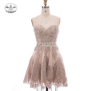Lace Applique Sleeveless Low Price Short Homecoming Dresses