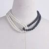 Latest design jewelry pearl necklace black white pearl necklace