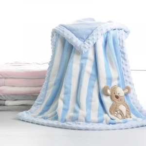 Latest design printed baby blanketssoft breathable stripe flannel fleece blanket flannel blanket baby