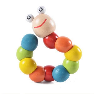 lovely colored Simulated wood caterpillar baby educational toys
