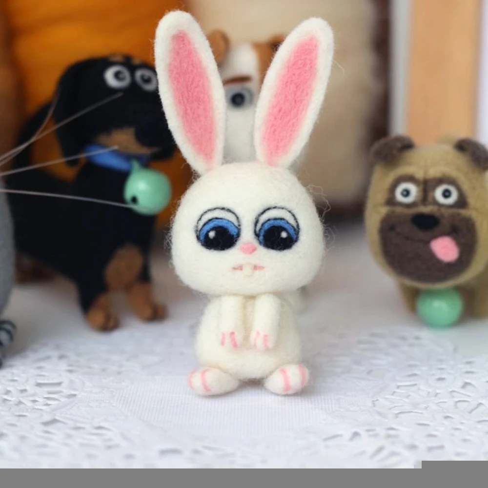 Lovely Rabbit Wool For DIY Needle Felting DIY Handmade Toy Spinning Needlework Felt Sewing Wool Craft Supply Kit