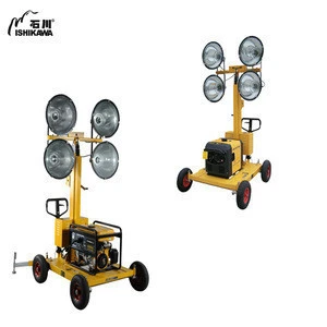 Low noise wind 1000W Mobile Lighting Tower with Robin or Kipor generator 1.8m mast height