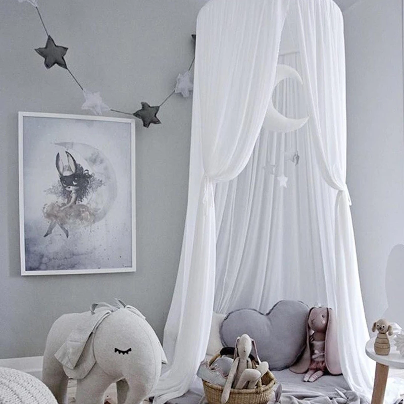 Luxury Light Thin Breathable Chiffon Girls Mosquito Net / Hanging Bed Canopy