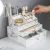 Import Luxury marble rose gold cosmetic home desktop vanity drawer plastic makeup organizer sets from China