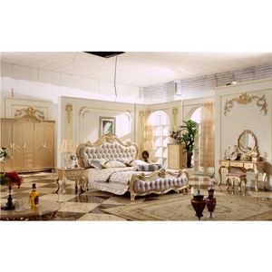 luxury royal fancy solid wood home bed room furniture bedroom set