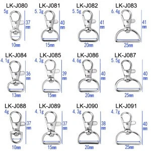 Matel Lanyard Swivel Snap J Hooks Push Gate Lobster Clasps Clips For 10mm 15mm 20mm 25mm Paracord Backpack