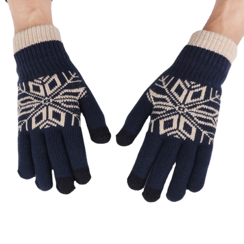 MenS High-Quality Plus Size Gloves Touch Screen Plus Velvet Padded Warm Knitted Tide MenS Gloves