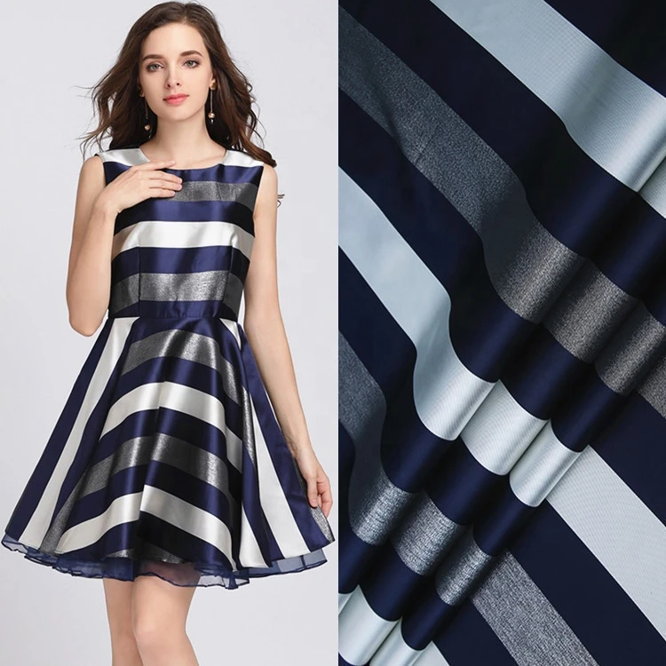 Metallic Wide stripes classical design polyester skirt brocade jacquard fabric