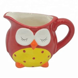 Mini size ceramic owl design creamer pot for dining-table