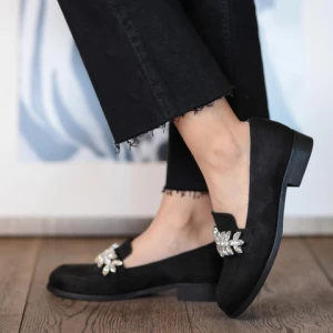 Mio Gusto Brand Matilda Dark Blue Faux Suede 3cm Heel-Height Women s Low Heel Oxford Rhinestone Shoe Ladies Fashion