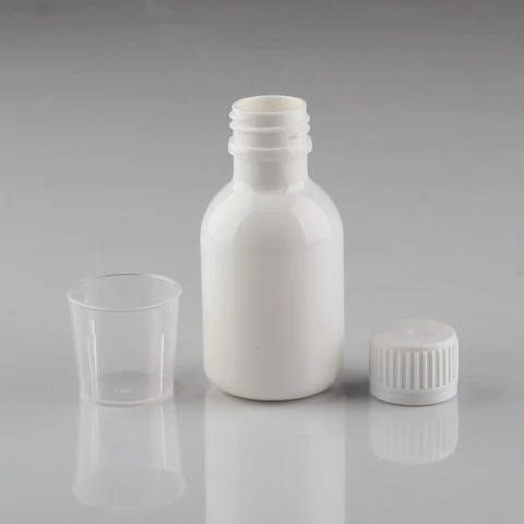 100ML Oral liquid bottle medicine cough syrup bottle with measuring cup