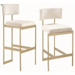 Modern Brushed Brass Gold Stainless Steel Bar Stool Back handle High Counter Chair For Bar Hotel Home