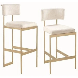 Modern Brushed Brass Gold Stainless Steel Bar Stool Back handle High Counter Chair For Bar Hotel Home