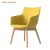 Import Modern new designer fabric cover leisure arm dining chair with wooden base from Hong Kong
