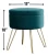 Import Modern Round Velvet Storage Foot Rest Stool Teal Ottoman with Gold Metal Legs from China